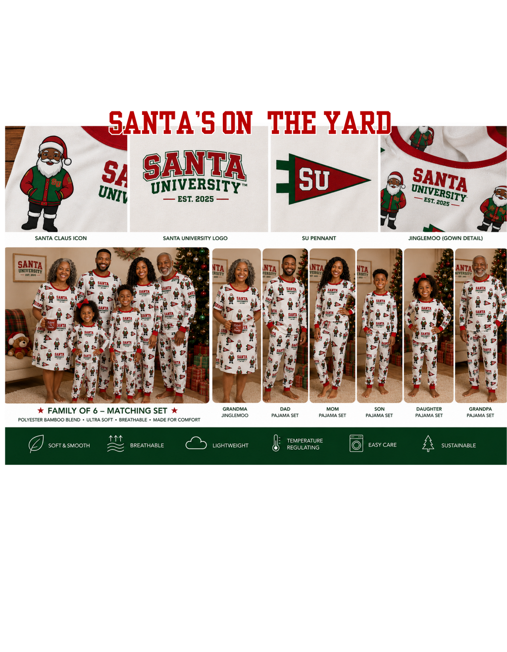 Santa Is  On the Yard - Family Matching Sets