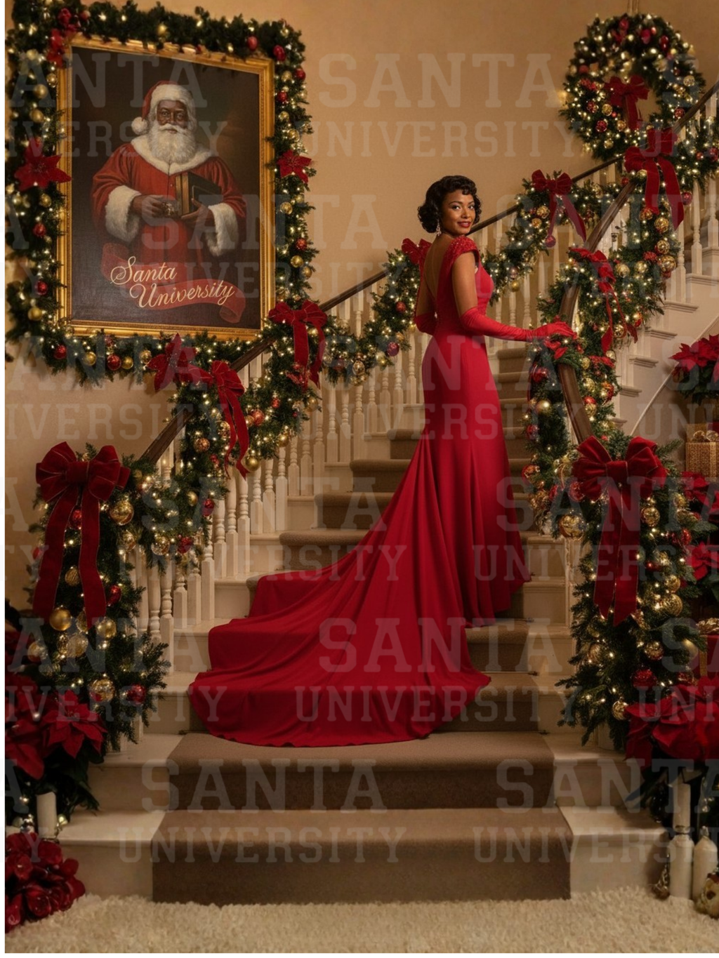 Santa University Holiday Glam canvas